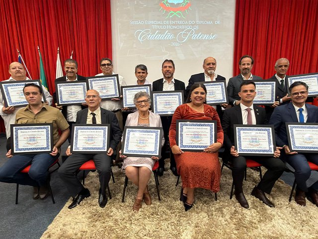 Câmara Municipal outorga Título Honorífico de Cidadão Patense em solenidade comemorativa pelos 134 anos de Patos de Minas
